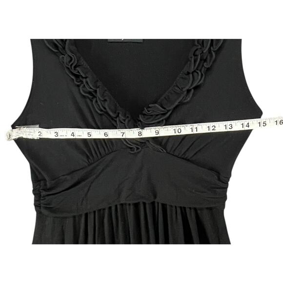 Soprano Y2K Babydoll Dress M Black Ruffle Neck Fit Flare Stretch Whimsygoth USA - Picture 9 of 15